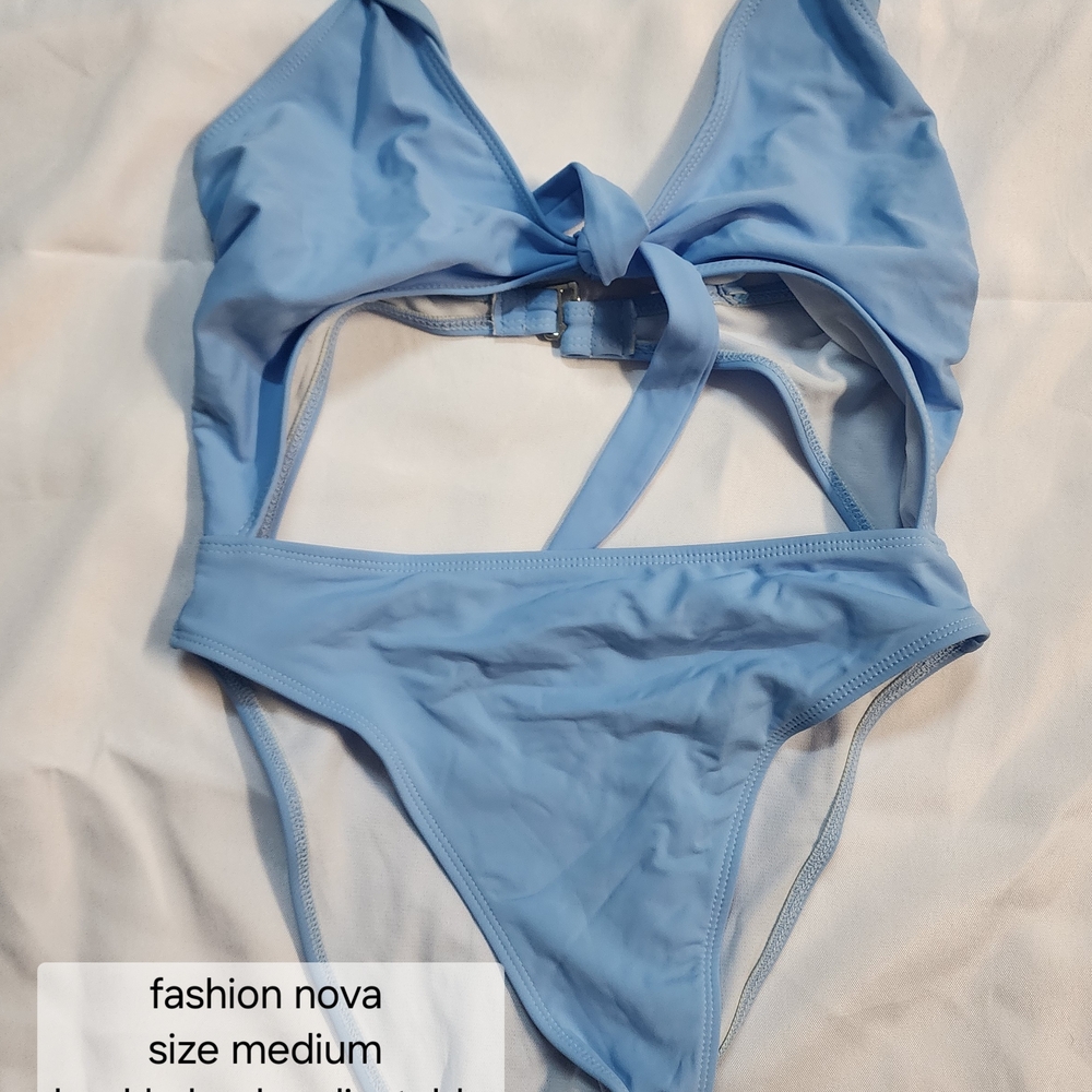 Fashion Nova Sky Blue One-Piece Swimsuit
